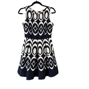 The Limited Navy & White Fit & Flare Dress – Size 2 – Textured Cotton